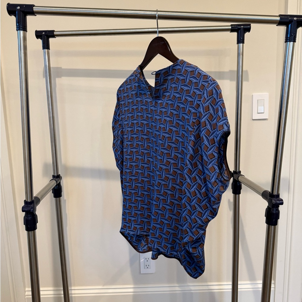 Louis Vuitton Blue Geometric Blouse